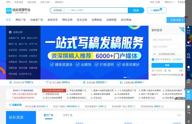 2898站长资源平台-站长工具-友情链接-免费资源互换-网站交易平台